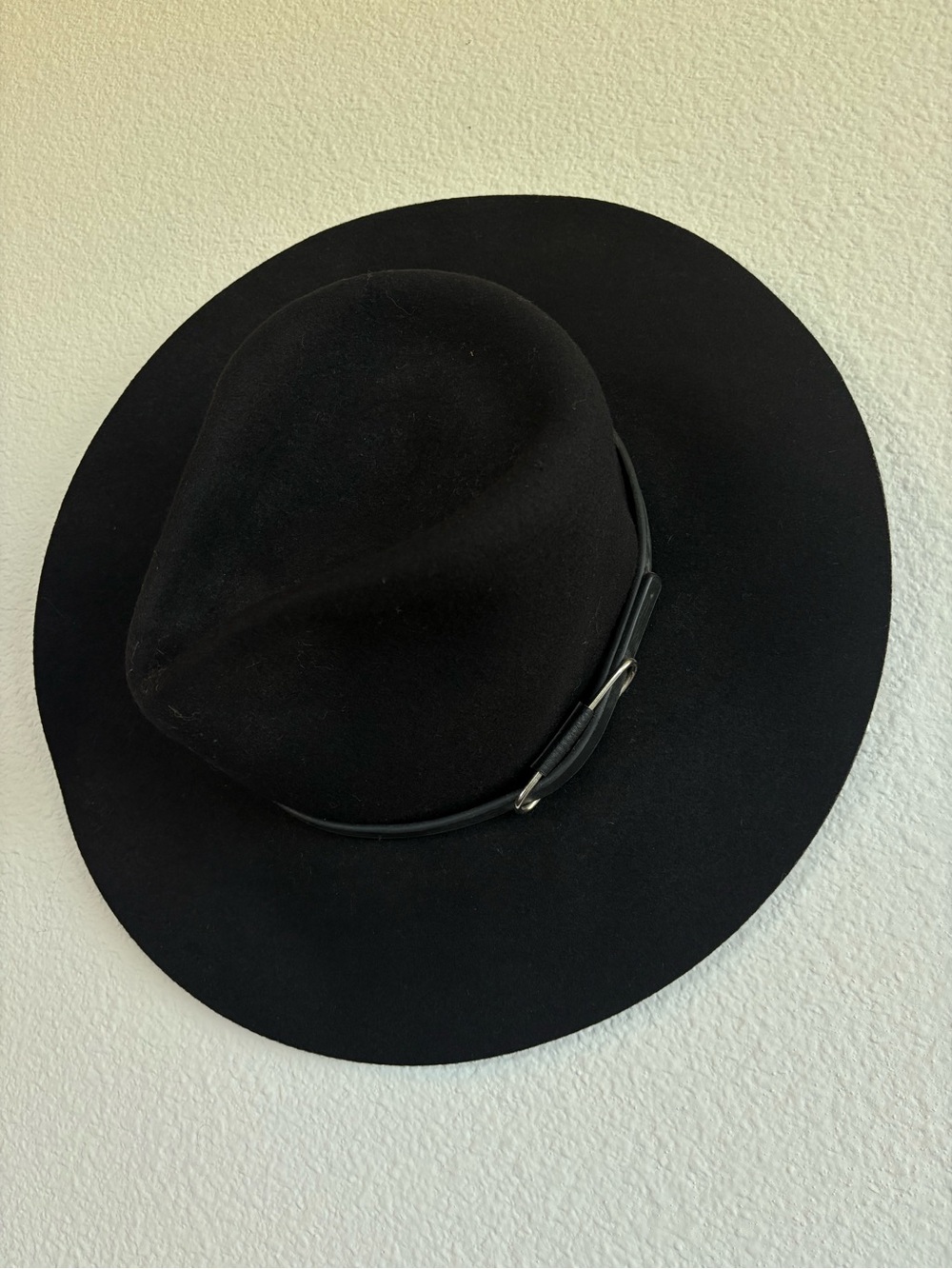 Black Wide Brim 100% Wool Cowgirl Hat